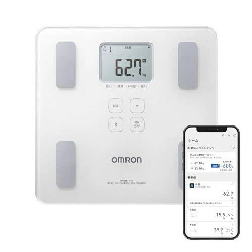 Omron Weight/Body Composition Body Scan Smartphone App/OMRON Connect Compatible Shiny White HBF-230T-SW