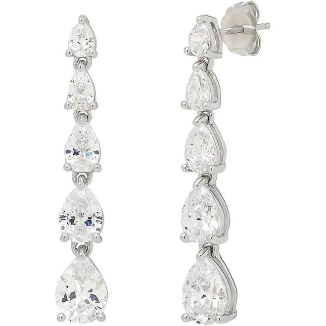 Sterling Silver Lab Created White Sapphire Drop Earrings