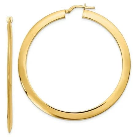 14K Yellow Gold Knife Edge Hoop Earrings