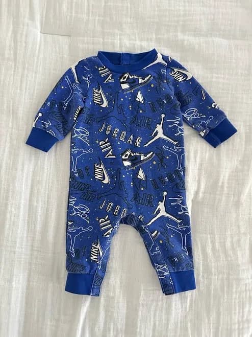 Nike Jordan Jumpsuit Romper Size 0-3 Months Logo Royal Blue Print All