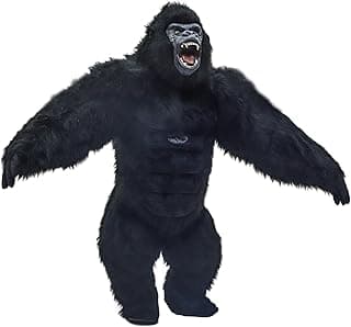 Deluxe Giant Gorilla Costume for Adult Funny Inflatable Plush Gorilla Costume Blow up Mascot Suit Party Halloween