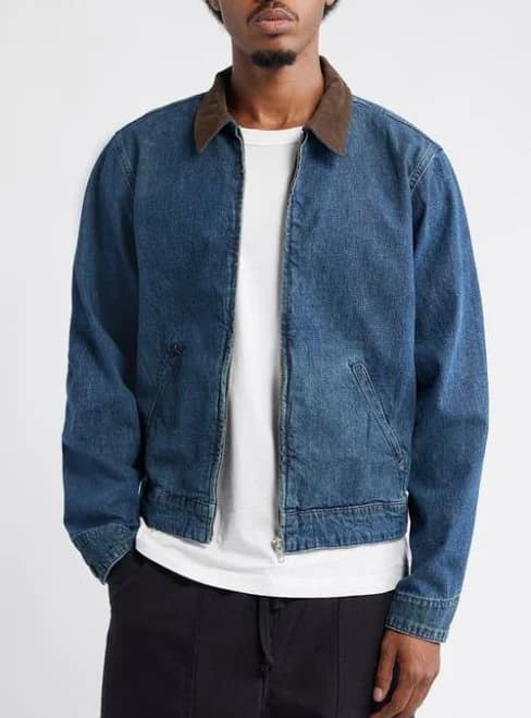BDG Urban Outfitters Denim Harrington Jacket with Corduroy Collar