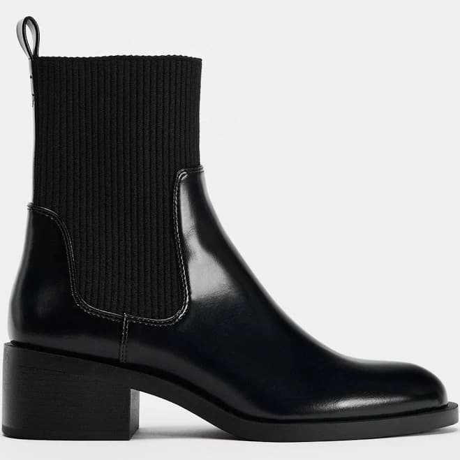 Zara Women's Faux Patent Leather Chelsea Boots