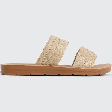 Ardene Women's Two Band Raffia Flat Sandals
