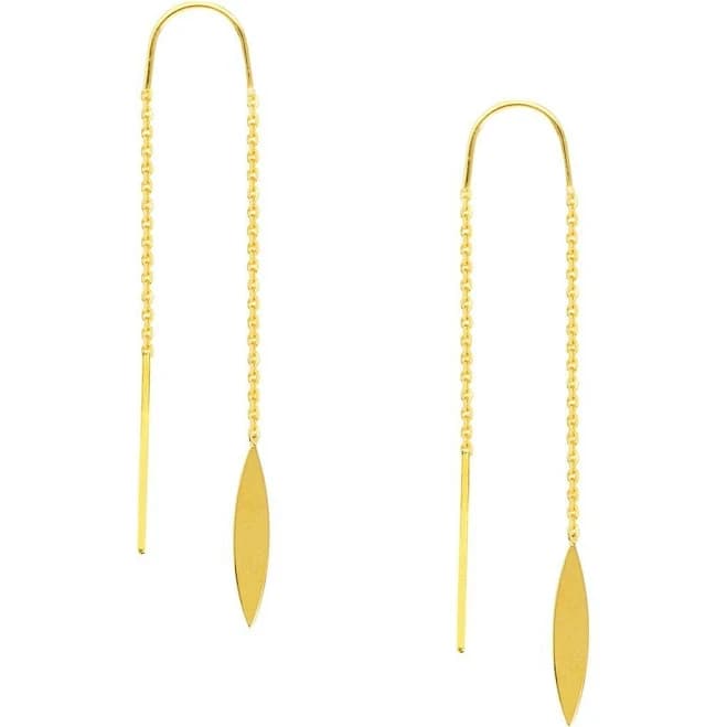 14K Yellow Gold Oblong Drop Earrings