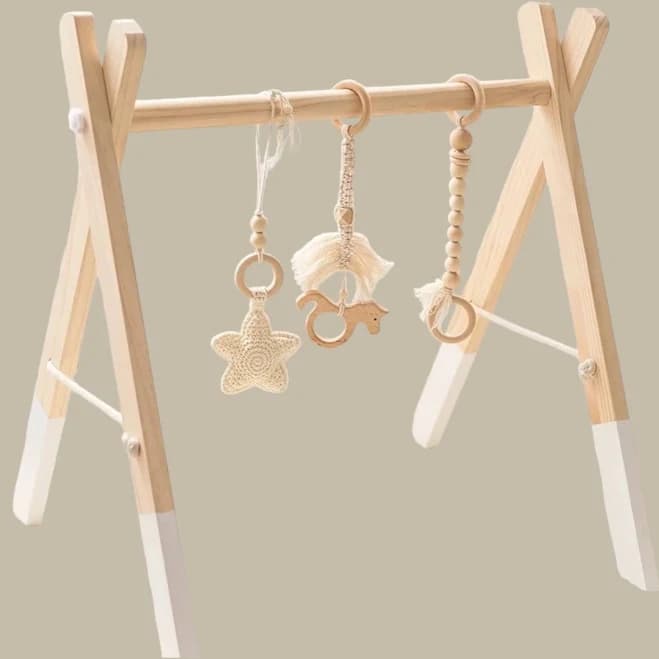 Wooden Baby Play Gym Montessori Sensory Activity Center