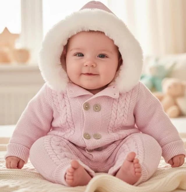 Baby Romper with Faux Fur Hood