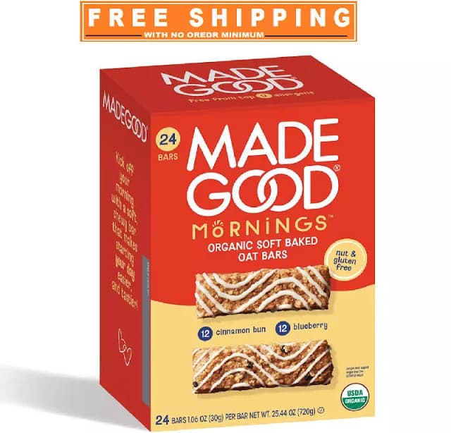 MadeGood Mornings Soft-Baked Oat Bars & Oat Cups Variety Pack (30 count)