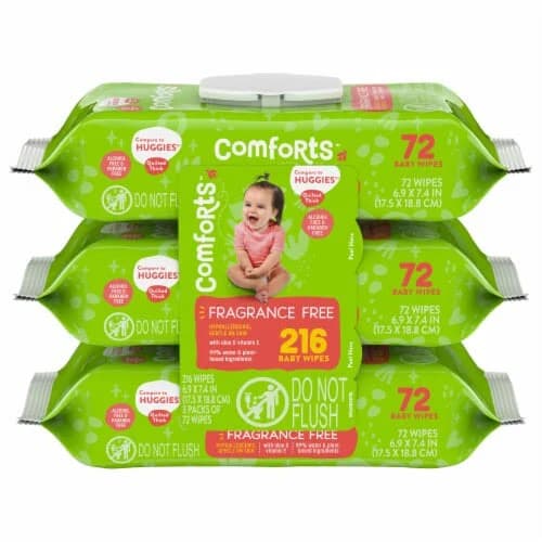 Comforts Fragrance Free Baby Wipes 216 Wipes