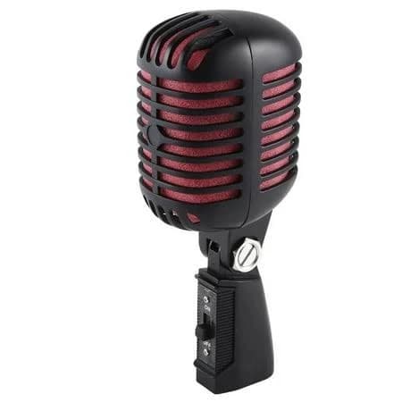 Professional Classic Retro Dynamic Vocal Microphone,Metal Swing Mic, for Live Performance Karaoke, Black