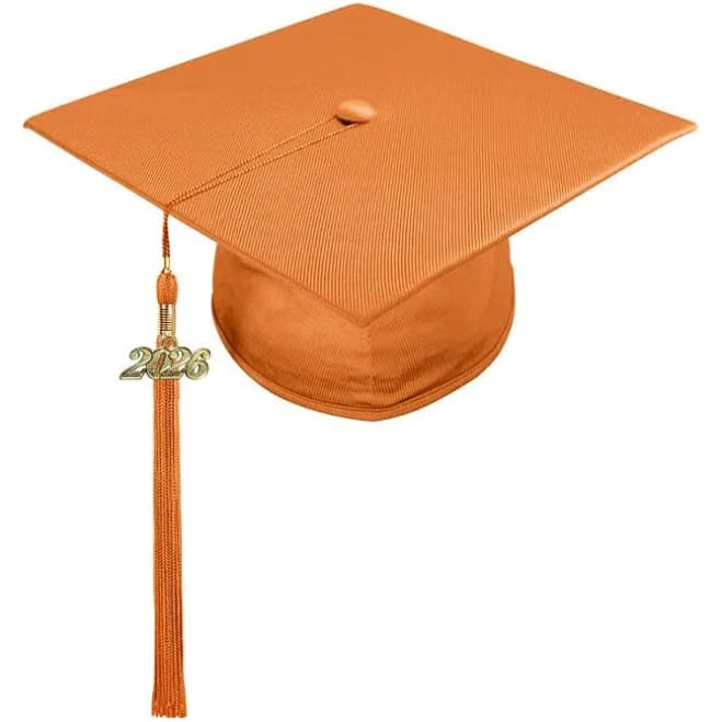 Shiny Orange High School Cap & Tassel