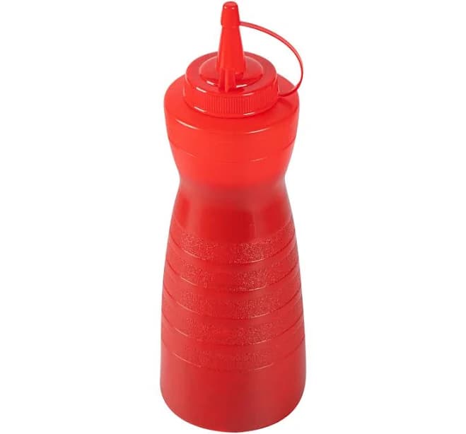 Sauce Tek 24 oz Red Plastic Squeeze Bottle