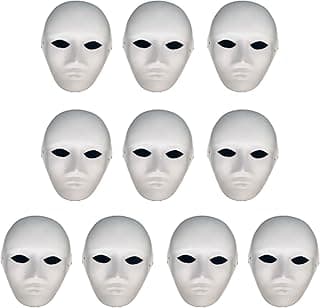 Paintable Paper Masks for Carnival, Cosplay, Halloween Party Women Men DIY White Paper Mask, Masquerade, Pulp Blank for Painting
