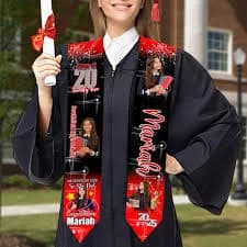 Personalized Graduation Stole With Photos, Your School Colors Custom Stole, Personalized Text Grad Stole, Gift for Graduate, Class of 2025