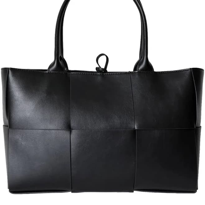 Weave Leather Tote Bag with Dual Carry Options
