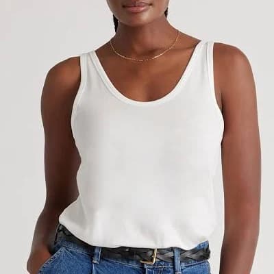 Quince Women's Cotton Modal Double Scoop Neck Tank Top