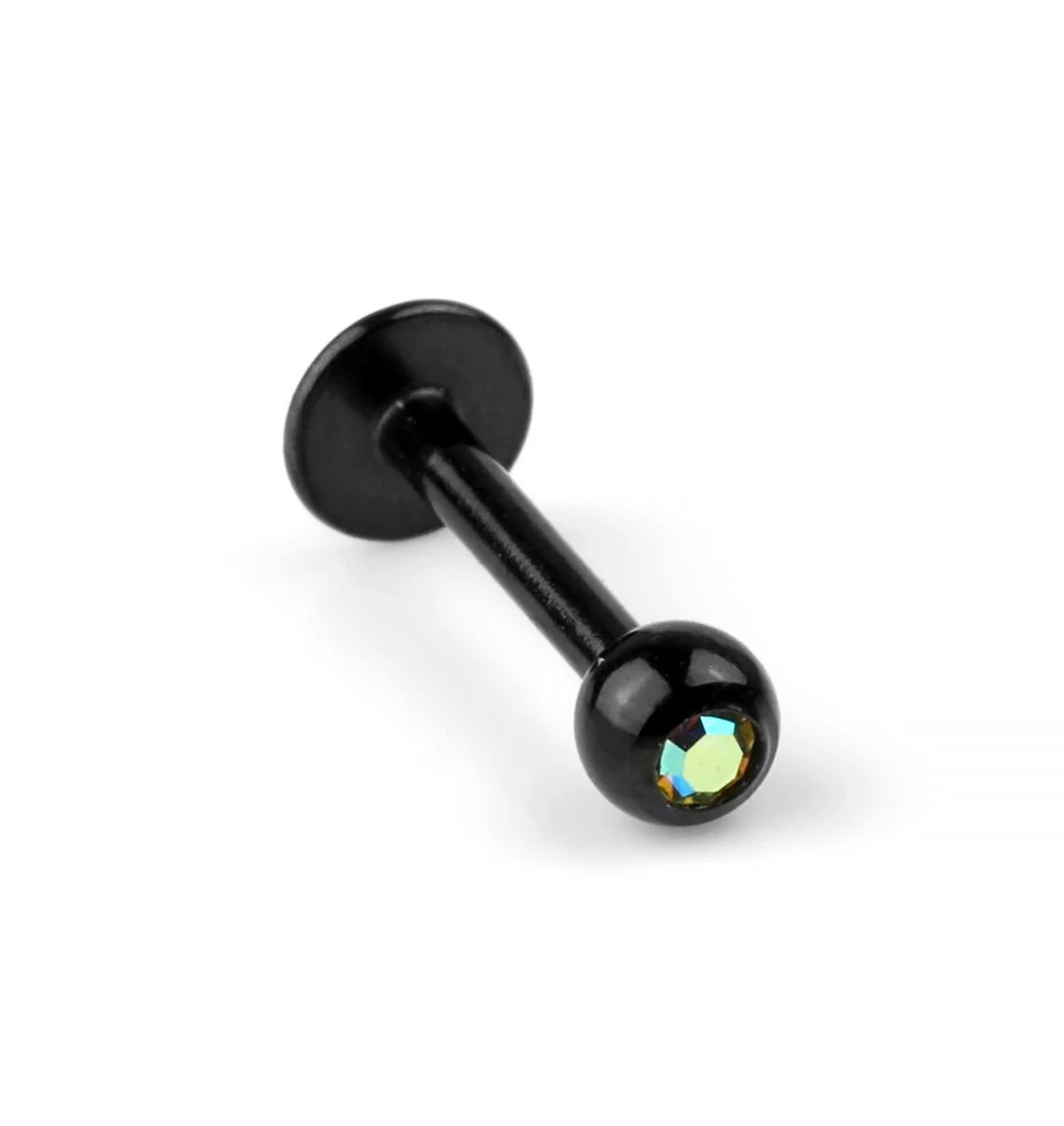 16g Black Steel Gem Ball Labret