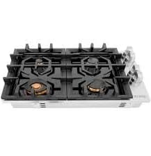 ZLINE 30" Dropin Gas Cooktop with 4 Brass Burners and Black Porcelain Top