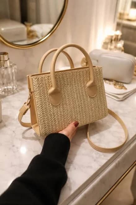 Women's Chic Woven Mini Handbag with Top Handle
