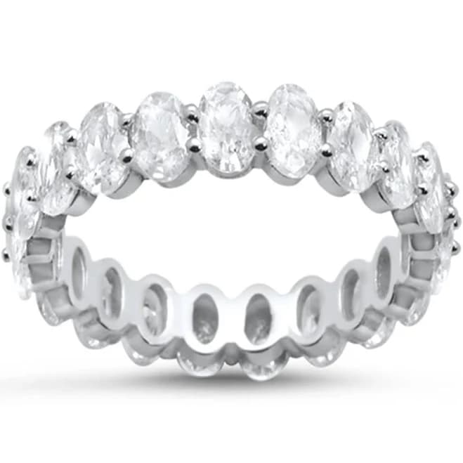 Sonara Jewelry .925 Sterling Silver Oval Cubic Zirconia Eternity Band Ring