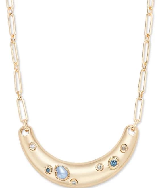 INC International Concepts I.N.C Gold-Tone Stone & Crystal Cluster Statement Necklace, 18" + 3" Extender
