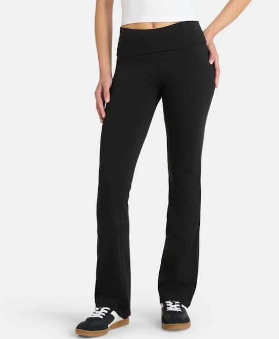 No Boundaries Women's Flare Pants with Foldover Waistband