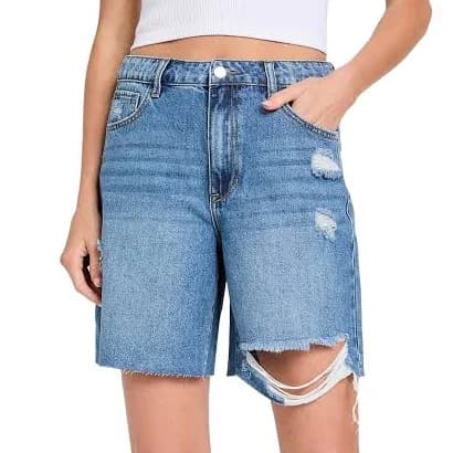 Lucy High-Rise Denim Bermuda Shorts