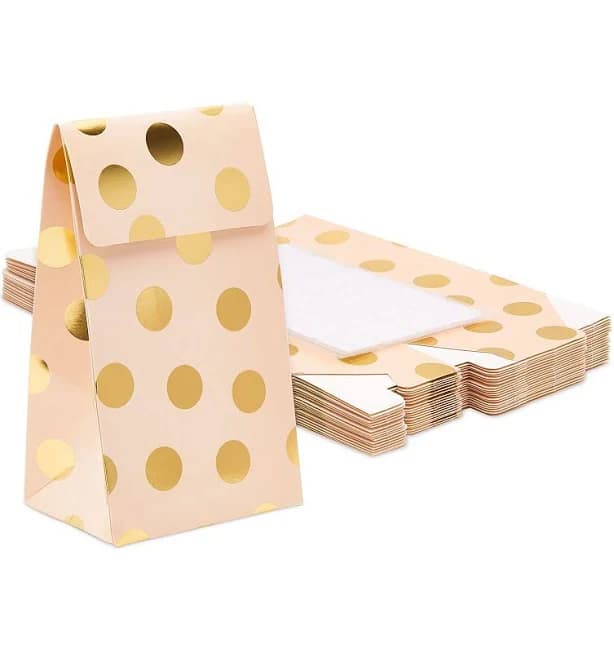 Blue Panda 24-Pack Small Gold Dot Party Favor Gift Bags