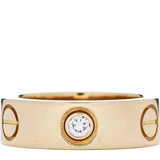 Cartier 18K Yellow Gold 3 Diamond 5.5mm LOVE Ring 46 3.75