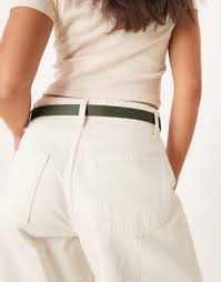 My Accessories half moon buckle belt in olive green and gold | ASOS