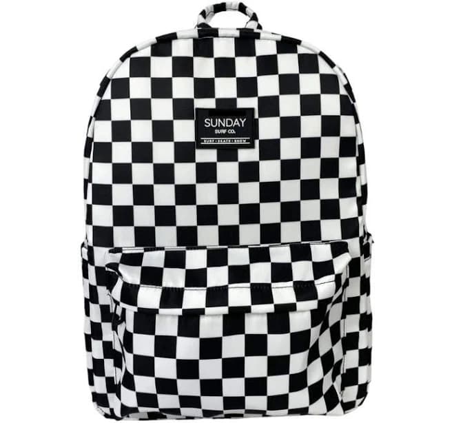 Full Size Black & White Checkered Backpack