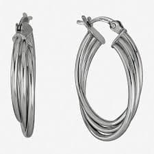 Womens Sterling Silver 26mm Hoop Earrings