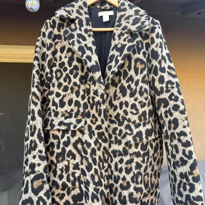 H&M Women's Oversized Leopard Coat - Multi/Brown - Size 6