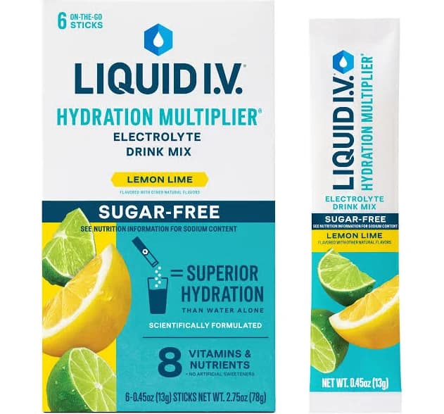 Liquid I.V. Hydration Multiplier Sugar Free Electrolyte Drink Mix Lemon Lime
