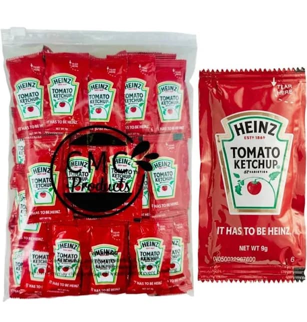 Slide Seal Bag of 100 Heinz 9g Ketchup Condiment Packs Condiment Packs