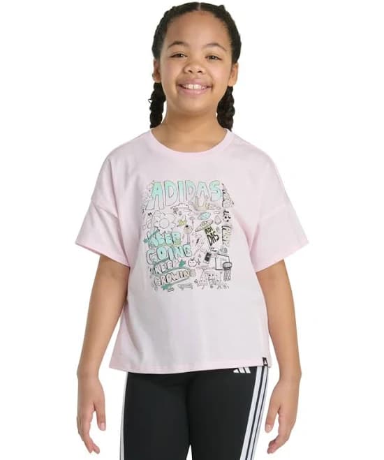 adidas Girls' Dropped Shoulder Graphic T-Shirt