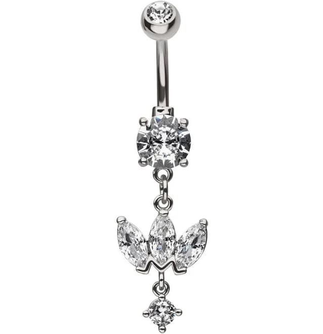 Stainless Steel Belly Button Ring with Clear CZ
