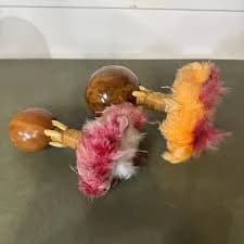 2 Uli Uli Hawaiian Dance Maracas Feather Hula Gourds Rattles READ