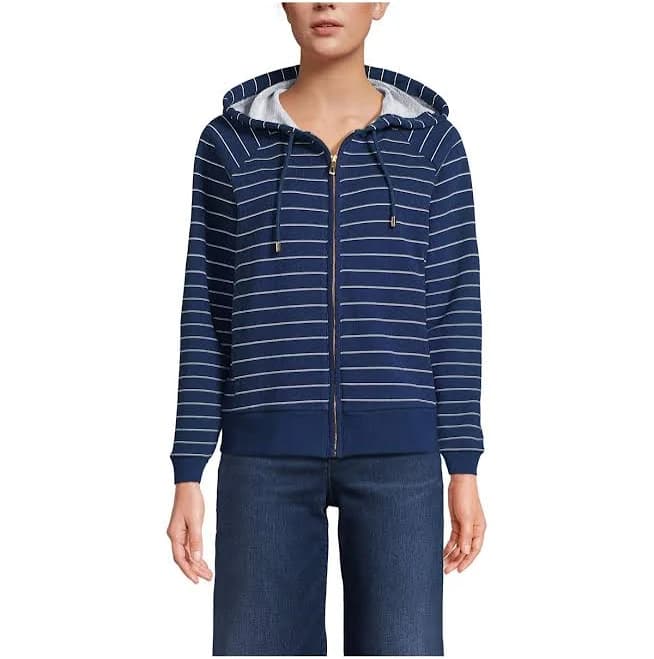 Lands' End Women's Serious Sweats Relaxed Long Sleeve Full Zip Hoodie