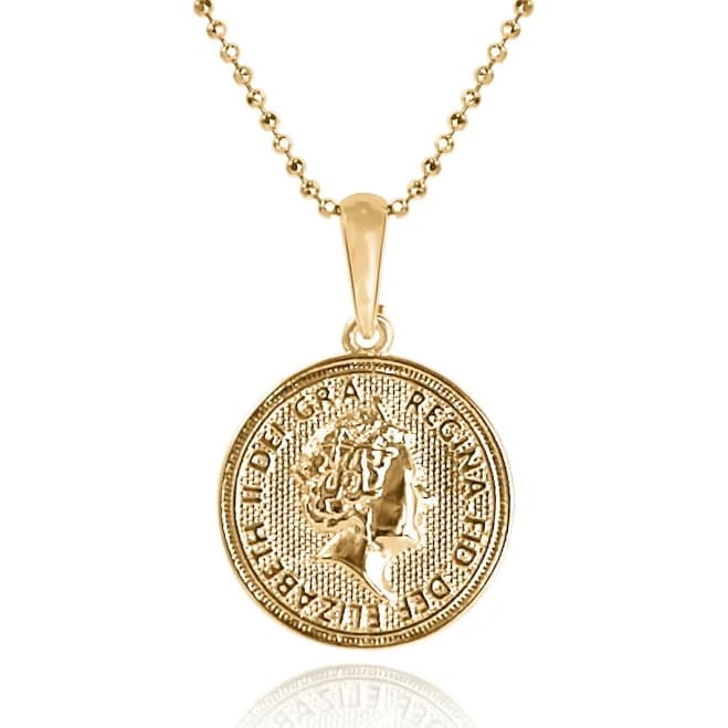 Queen Elizabeth Coin Pendant Necklace with Ball Chain