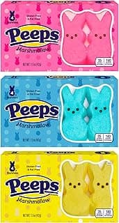 Easter Marshmallow Candy Variety Pack, Classic Marshmallow Bunny Candy, Assorted Color Bunnies, Pack of 3, 12 Bunnies Total