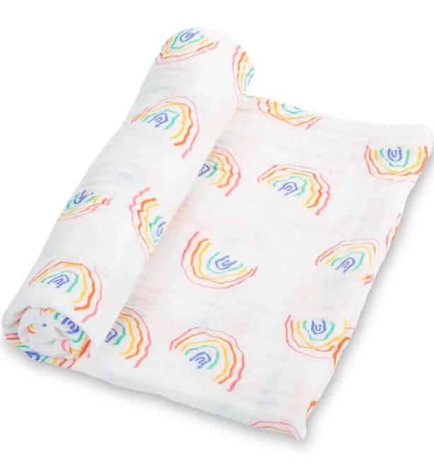 Lollybanks Somewhere Over The Rainbow Baby Swaddle Blanket