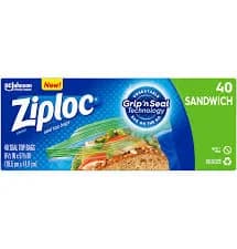 Ziploc Sandwich Bags Easy Open Tabs BPA Free 40-Pack