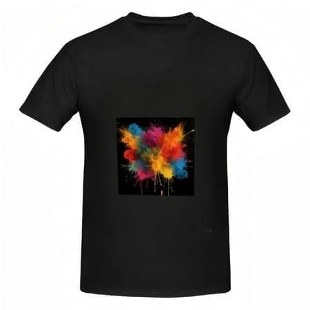 loopenmemner Vibrant Colorful Splash Pattern Cotton Short Sleeve T-Shirts for Women - Eye-Catching Tee Tops, Women's, Size: 2XL, Black