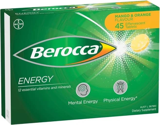 Energy Vitamin B & C Mango & Orange Flavour Effervescent Tablets 45