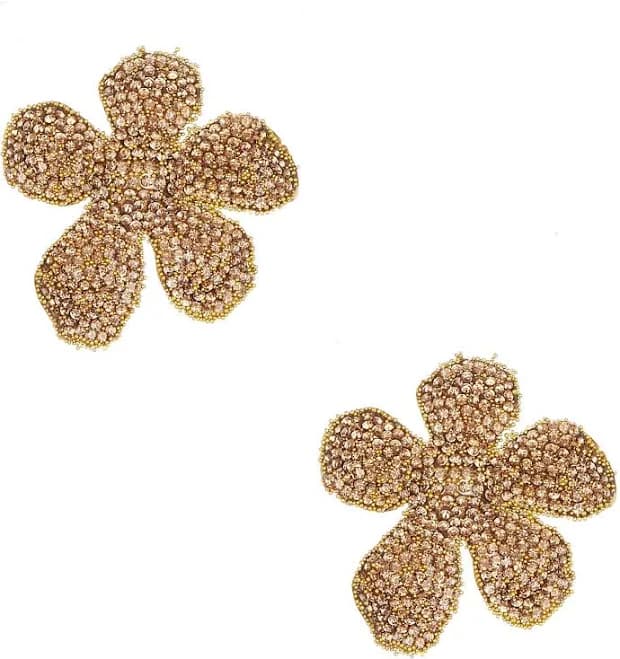 Natasha Accessories Pave Flower Statement Drop Earrings