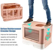 USOR Cat Litter Box, Extra Large Litter Box, Foldable Top Exit Pet Boxes, Anti-Splashing Cat