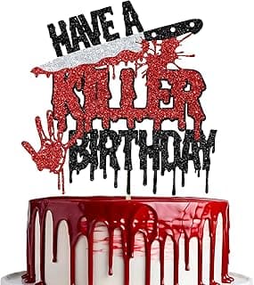 Have a Killer Birthday Cake Topper, Halloween Themed Birthday Cake Decorations, Horror Movie Party Decor, Halloween Zombie Vampire Party Decoration Supplies Glitter