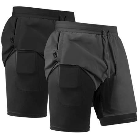 Redess Men's Compression Liner Athletic Running Shorts (2 Pcs)