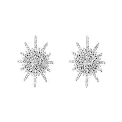 Sterling Silver Crystal Cluster Stud Earrings